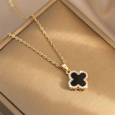 four leaf clover necklace dior|black four leaf clover necklace.